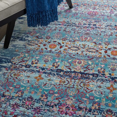 Handmade Blue Rectangular Stain-Resistant Synthetic Rug 5'3" x 7'10"