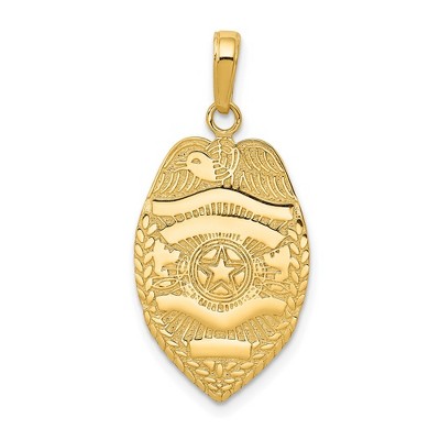 Black Bow Jewelry 14k Yellow Gold Polished Badge Pendant