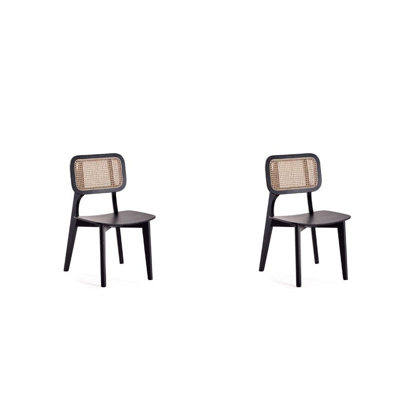 Set of 2 Versailles Square Dining Chairs Black/Natural - Manhattan Comfort, 1 of 12