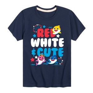 Boys' - Baby Shark - Red White and Cute Short Sleeve Graphic T-Shirt - 1 of 4