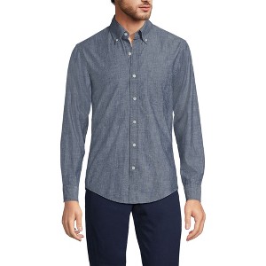 Lands' End Men's Long Sleeve Chambray Shirt - 1 of 4