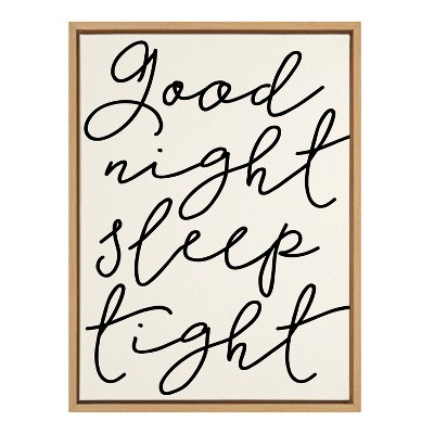 18" x 24" Sylvie Good Night Sleep Tight Framed Canvas by Maggie Price Natural - Kate & Laurel All Things Decor