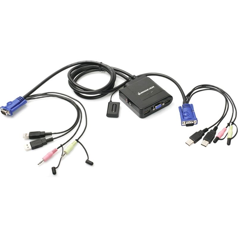 IOGEAR 2-Port USB VGA Cable KVM with DisplayPort Adapters - 2 Computer(s) - 1 Local User(s) - 2048 x 1536 - 2 x USB1 x VGA, 2 of 4
