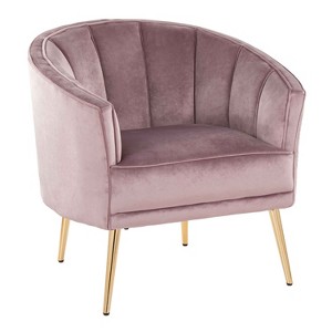 CAVINAS Velvet Accent Chair with Pleated Waves Backrest and Metal Legs,Modern Upholstered Living Room Chairs,Reading Chairs for Living Room - 1 of 4