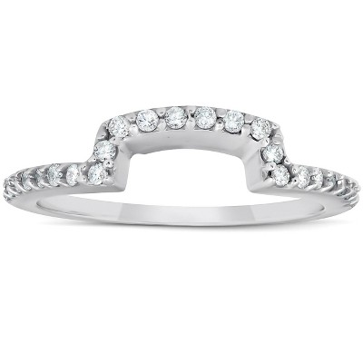 Pompeii3 1/4Ct Diamond Curved Contour Guard Band Womens Wedding Ring 14k White Gold