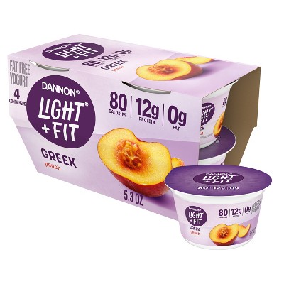Light + Fit Nonfat Gluten-Free Peach Greek Yogurt - 4ct/5.3oz Cups