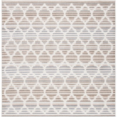 Cabana Geometric Grey/Ivory Square Easy-Care Area Rug