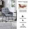 Vynxaria Velvet Desk Chair, Swirl Office Chair with Adjustable Foot Nails,Upholstered Accent Arm Chair for Living Room, Bedroom, Home Office - Grey - 4 of 4