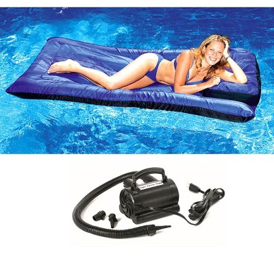 New Swimline 9057 Pool Inflatable Fabric Covered Mattress w/ 110 Volt Air Pump