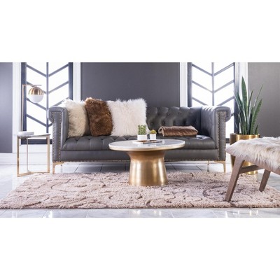 Light Brown Floral Shag Synthetic Area Rug 5' x 8'