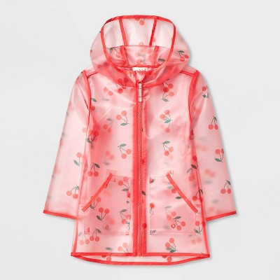 Toddler Cherry Printed Clear Rain Coat - Cat & Jack™ Pink