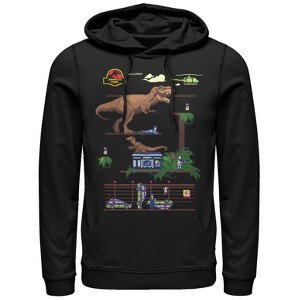 Men's Jurassic Park Pixel Video Game Pull Over Hoodie - 1 of 3