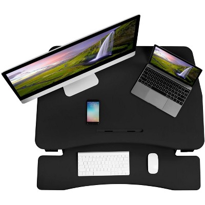 Black Adjustable Metal Standing Desk Converter with Keyboard Tray