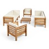 Oana 9pc Acacia Wood Sofa & Club Chair Set Teak/Beige - Christopher Knight Home: Modular Outdoor Sectional, Weather-Resistant - 2 of 4