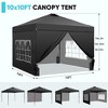 Ainfox 10ftx10ft Pop Up Canopy Tent with 4 Sidewalls One Push Tent Canopy with Wheeled Carry Bag, 8 Stakes and 4 Ropes - 2 of 4