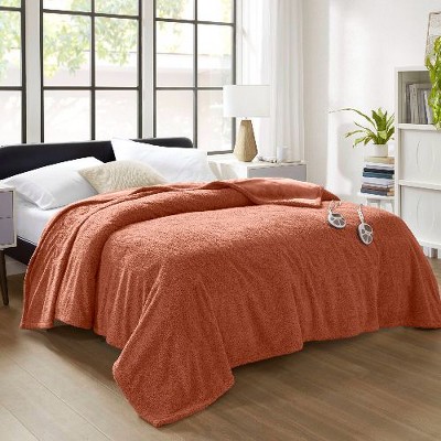 Sapphtopaz Twin Size Heated Blanket, Faux Feathersoft Throw Blanket for Bed, 62"W x 84" Plush Reversible Blanket with 10 Heat Settings, Fleece Blanket