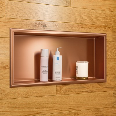 ALFI ABNP2412-BC 24Inch x 12Inch Brushed Copper PVD Stainless Steel Horizontal Single Shelf Shower Niche