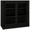 vidaXL Black Sliding Door Cabinet - Robust Steel Construction - with Tempered Glass - Adjustable Shelves - Lockable Office Storage Solution - 2 of 4