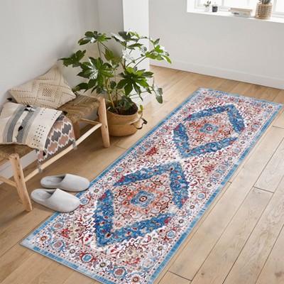 Area Rug Washable Living Room Rug, Soft Vintage Boho Non-Slip Non-Shedding Printed Floor Rugs for Kitchen Dining Bedroom