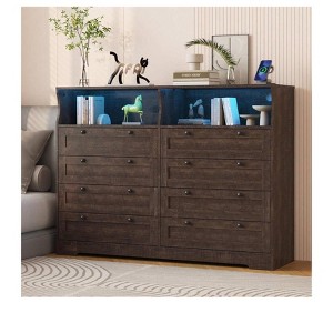 8-Drawer Wood Dresser, Modern Chest of Drawers for Bedroom, Living Room, Hallway, Entryway - 1 of 4