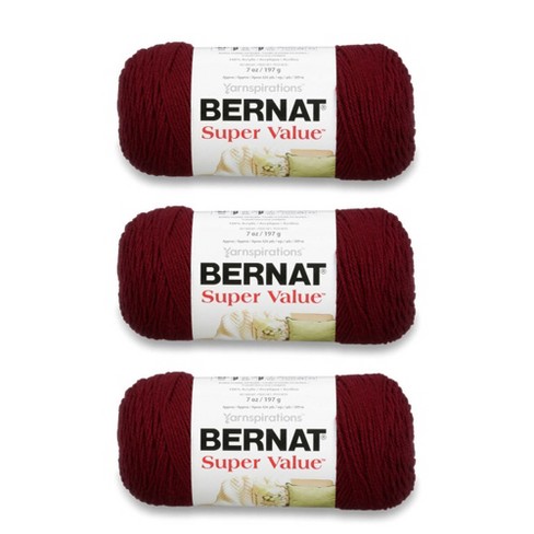 Bernat Super Value Berry Yarn - 3 Pack of 198g/7oz - Acrylic - 4 Medium  (Worsted) - 426 Yards - Knitting/Crochet