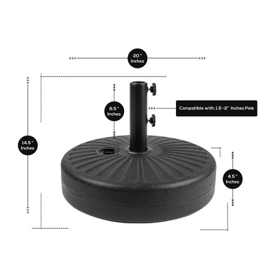 Black Adjustable Round Plastic Umbrella Base Stand