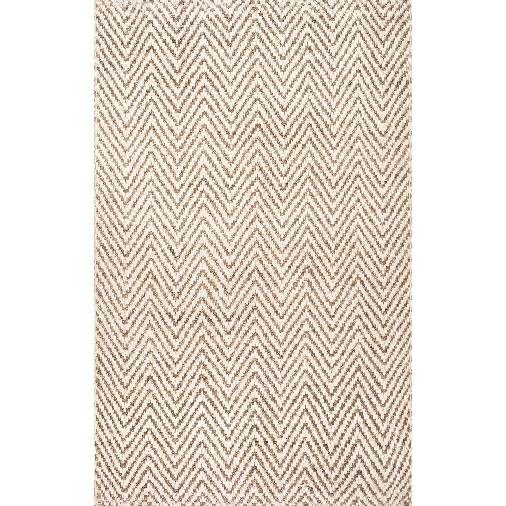 4'x6' Vania Chevron Jute Area Rug Off White - nuLOOM