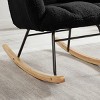 TopComfy Accent Chairs Soft Chair Glider Chair Tufted Upholstered Teddy Fabric Rocking Chair Accent Chair for Living Room, Black, 28.5"*27.2"*11.5" - 4 of 4