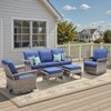 Belord Patio Furniture Set, All Weather Gray Wicker Outdoor Conversation Set with Patio Couch, Swivel Patio Rocker, High Back and 4" Thick Cushions - 2 of 4