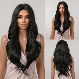 Jessie's Wig 26 Inch Long Wavy Middle Part Wig Synthetic Wig Black 1 Pc/Pack - 1 of 4