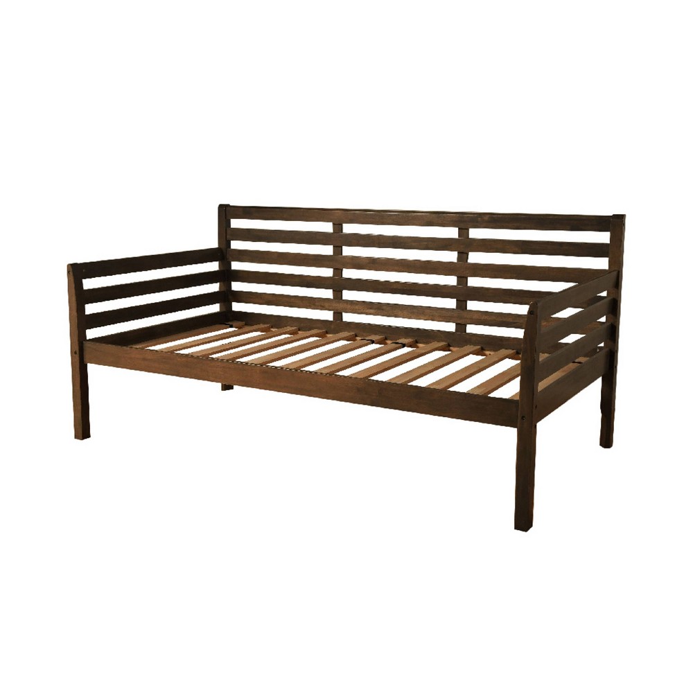 Photos - Bed Twin Yorkville Daybed Frame Only Rustic Walnut - Dual Comfort: Solid Wood, Farmhouse Style, No Box Spring Needed