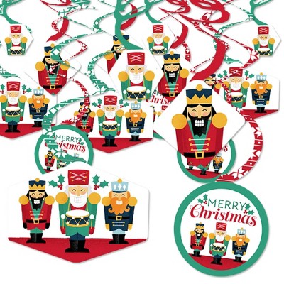 Big Dot of Happiness Christmas Nutcracker - Holiday Party Hanging Decor - Party Decoration Swirls - Set of 40