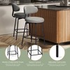 WestinTrends Alexandria Modern Upholstered Faux Shearling Fabric Counter Height Bar Stools with Back (Set of 2), Light Gray - 4 of 4