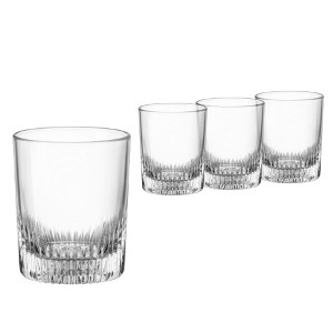 Bormioli Rocco Graphics Glasses, Set of 4 - Tumblers with Reflective Base - Elegant Italian Barware for Aromatic Spirits - 1 of 4