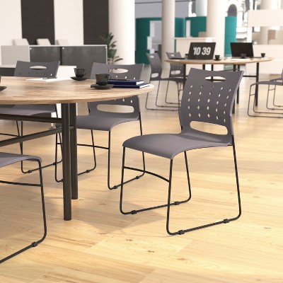 AeroFlow Gray Sled Base Stackable Chairs, Set of 5