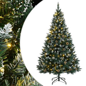 Aghana Digitals 180cm Green & White Artificial Christmas Tree with 300 Warm White LEDs, 8 Lighting - 1 of 4
