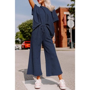 Gray Textured Loose Fit T Shirt and Drawstring Pants Set - 1 of 1