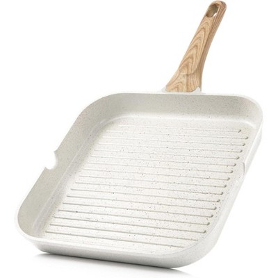 Attop Nonstick Ceramic Grill Pan for Stove Tops, Versatile Square Grilling Pan with Pour Spouts, Durable Grill Skillet 9.5Inch