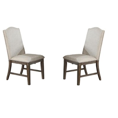 NicBex Set of 2 Dining Chair Upholstered Cushion Seats Accent Chair Dining Room Nailhead Trims Side Chair,Beige