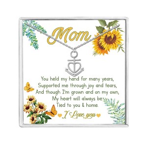 Mom Greeting Card Silver Anchor Heart Necklace Women Ginger Lyne Collection - 1 of 4