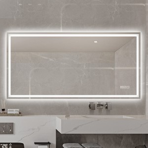 FONTOI Bathroom Mirror Frameless Straight Edged Modern Design with Anti Fog Durable Tempered Glass for Bathroom Decor, Silver, 48"*0.98"*24" - 1 of 4
