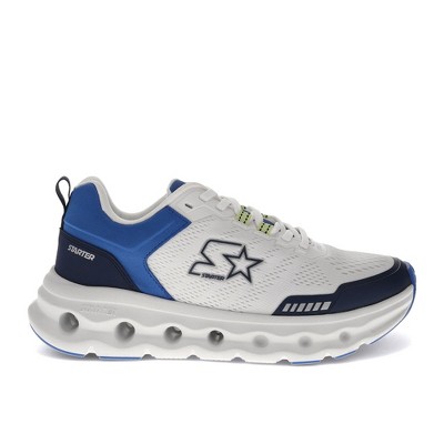 Starter Mens Bolt Synthetic Leather Casual Lace Up Sneaker Shoe, White/Navy/Blue, Size 11 — фото 6