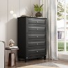 Famapy Black 5 - Drawer Vertical Dresser,Drawer Chest with Textured Glossy Finish,Tall Storage Cabinet,Side Tatble for Bedroom/Living Room - 3 of 4