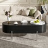 ALEXOUN 47.2’’ Oval Coffee Table with Marble-Patterned Rotating Tray,Hidden Storage & Easy Assembly - for Living Room,Home Office & Small Spaces - 2 of 4