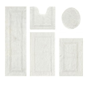 Lux Premium 100% Cotton Tufted Solid Reversible 5 PC Bath Rug Set – Ultra-Soft, Water-Absorbent, Durable, Machine Washable Bathroom Rug - 1 of 4