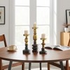 Danya B. Nara Antique Brass and Vintage Wood Taper Candlestick and Pillar Candle Holders - Set of 3 - 4 of 4