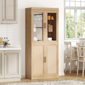 Simple Glass Cabinet Door Decoration Storage Cabinet Combination Cabinet with 6-Story Shelves - 1 of 4