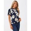 INSPIRE CHIC Women's Ruffled Short Sleeve Floral Mock Neck Summer Top - 2 of 4