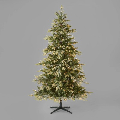 6.5ft Pre-Lit Flocked Glittered Balsam Fir Artificial Christmas Tree Clear Lights - Wondershop™