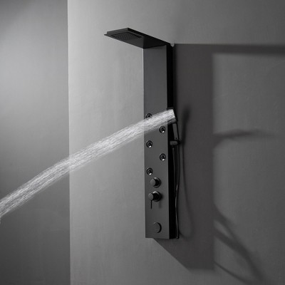 Matte Black Metal 4-Jet Rainfall Shower Panel System
